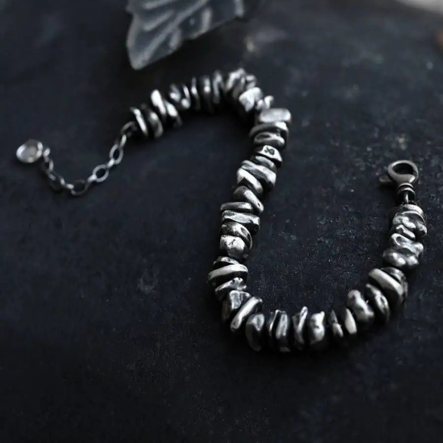 Handmade antique silver spacer bracelet,men's cuff button bracelet,Ramadan prayer bead,women's meditation,holiday gift