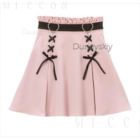 Jirai Kei Lolita หญิงผู้หญิง Kawii โบว์เสื้อสีชมพูสีดําชุดกระโปรงเสื้อแขนยาว Y2K น่ารักนักเรียนญี่ปุ่น Roleplay