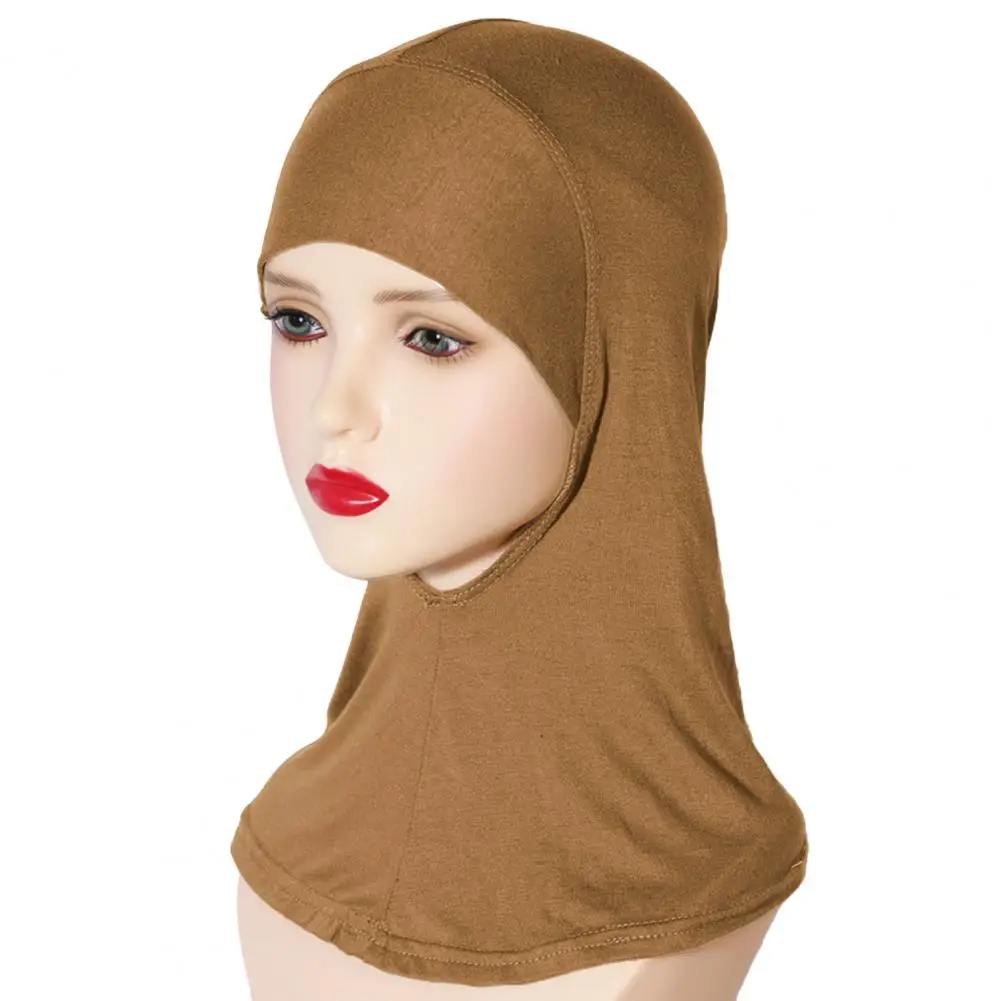 قبعة نسائية على شكل حجاب عرقي لحقيبة الشعر المرنة، لف الرأس بلون سادة، إكسسوارات أغطية الرأس #1