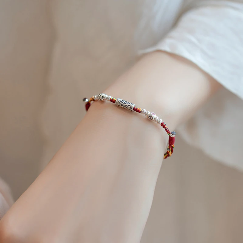 Chinese Style Lucky Koi Fish Handmade Braided String Bracelet Fashion Couple Adjustable Bracelets Friends Birthday Gifts