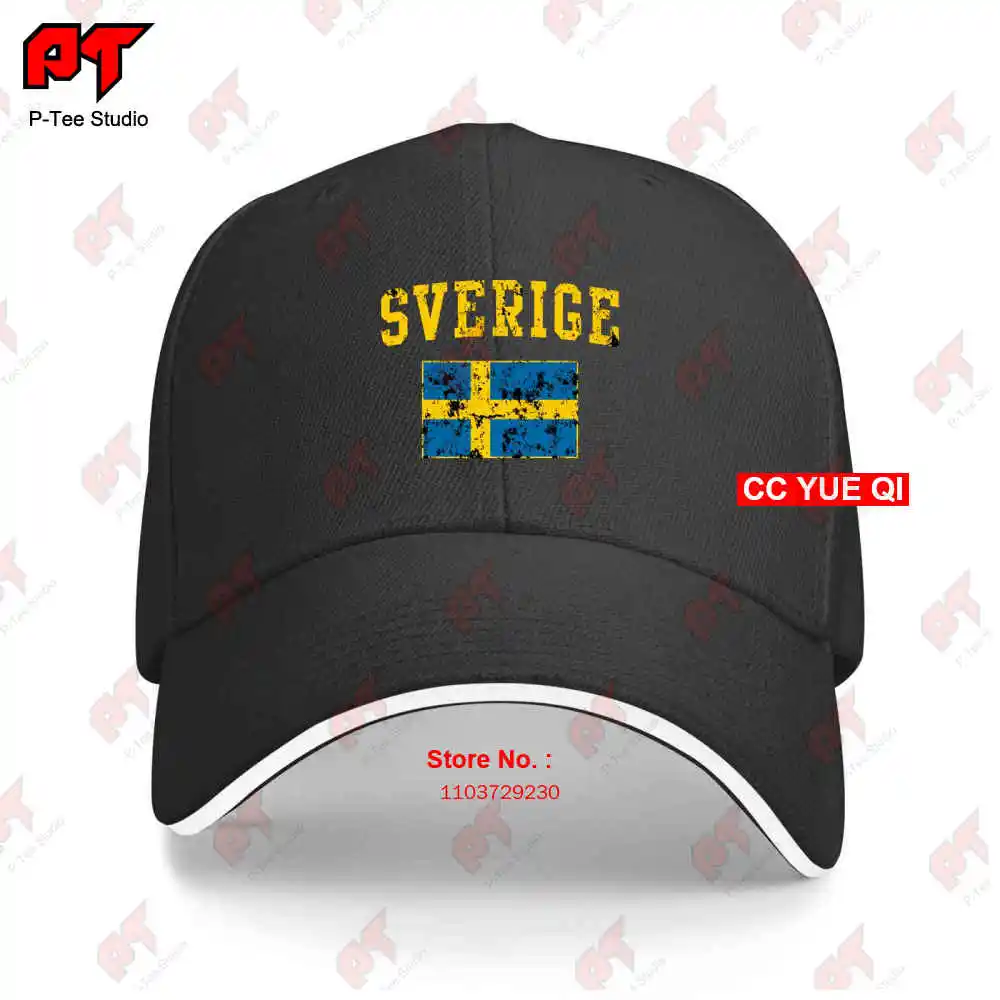 Vintage Sverige Sweden Flag Baseball Caps Truck Cap T7QP