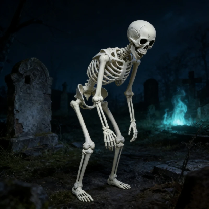 90Cm movable skull frame,Halloween haunted house secret room horror decoration, human skeleton scene arrangement photo ornament