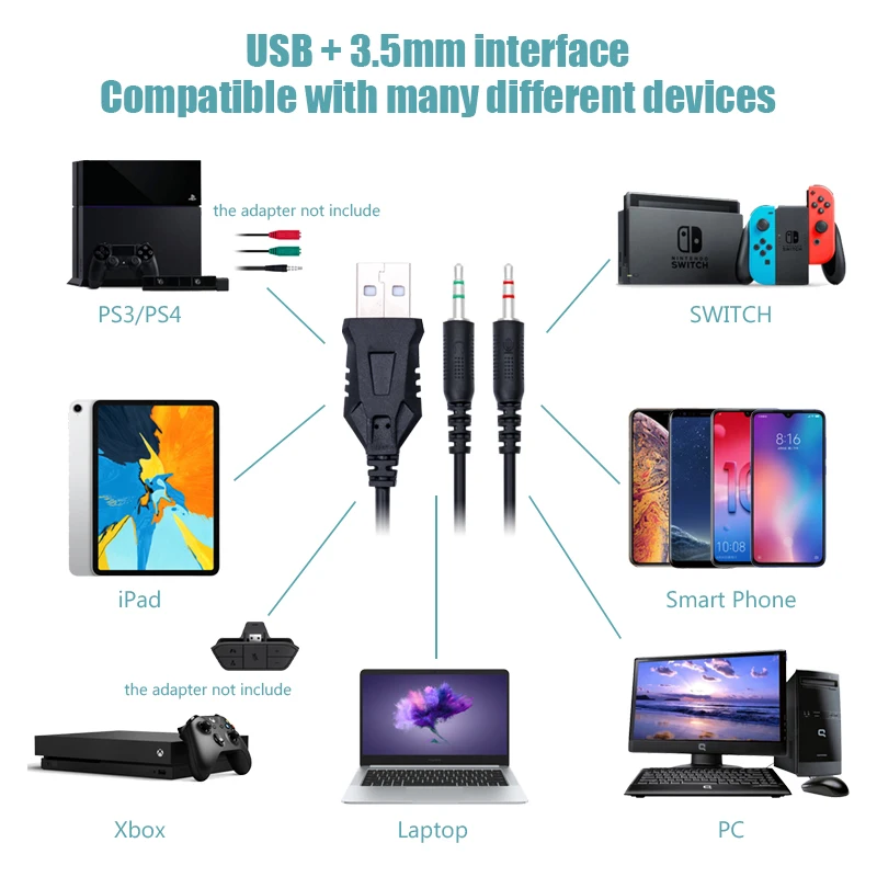 Jogos de jogos fones de ouvido com 7.1 microfone com fio jogos fone de ouvido jogo fones com fio para pc gamer computador portátil ps4 xbox um