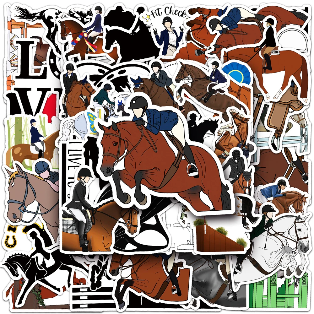 10/30/50PCS Equestrian Lovers Horse Graffiti Stickers Luggage Laptop Motorcycle Car Phone Bike Skateboard Waterproof Sticker