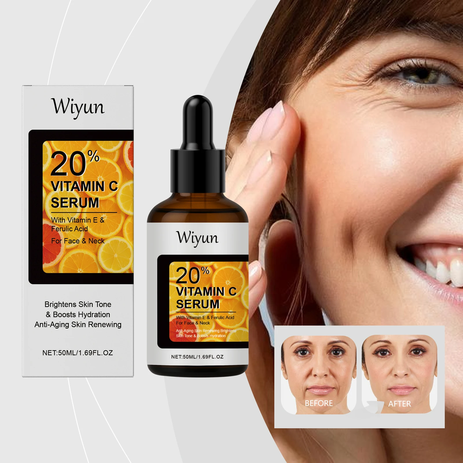 20% Vitamin C Serum with Vitamin E & Ferulic Acid – Brightening, Anti-Aging, Hydrating Facial Treatment for Glowing Skin – 50ml