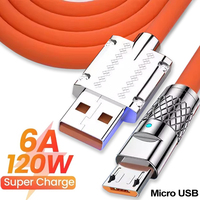 120W Quick Charging Micro Cable 6A High-speed Charger Wire for Android Phone Laptop Micro USB Cables with LED Light Indicator