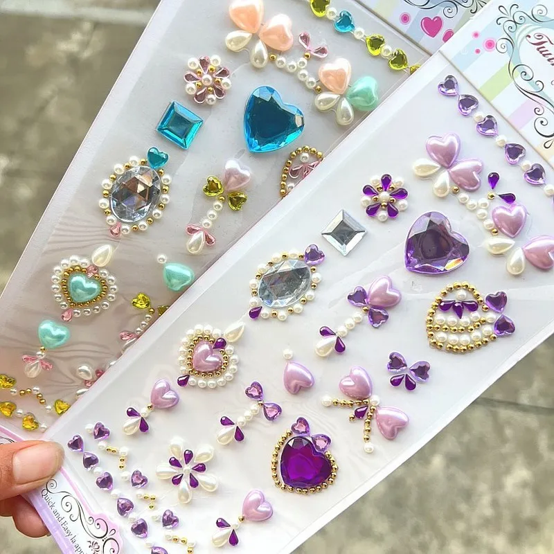 Nouveau 3d strass visage autocollant Festivals accessoires visage gemmes bijoux autocollants maquillage cristaux lumineux autocollants pour visage diamants