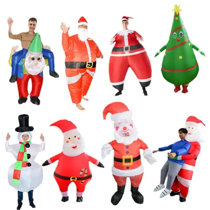 Christmas New Year Party Adult Funny Cosplay Cartoon Santa Claus Reindeer Snowman Christmas Tree Dress Up Inflatable Costume