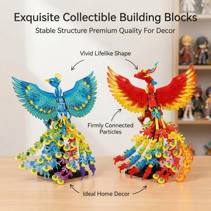 

Peacock Building Blocks, Divine Beast Model Assembly Set, Suitable for Adults, An Ideal Gift for Collectors
