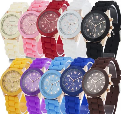 Simple Watches For Women Geneva Men Watch Pink Silicone sports Double Digital Roman Dial Ladies Quartz Watch Reloj Mujer Montre