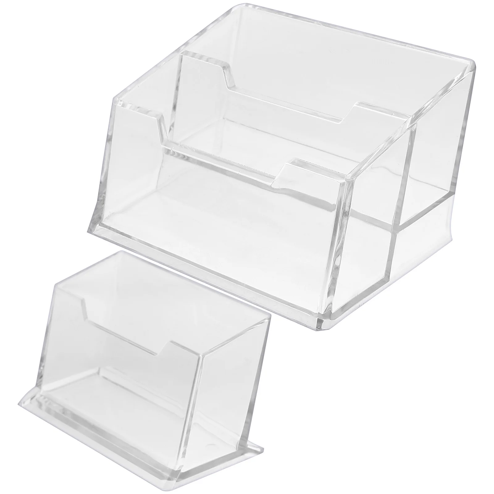 

2pcs Acrylic Business Holder Transparent Desk Organizer Vertical Display Stand For Office Name Card Storage Box Table Card
