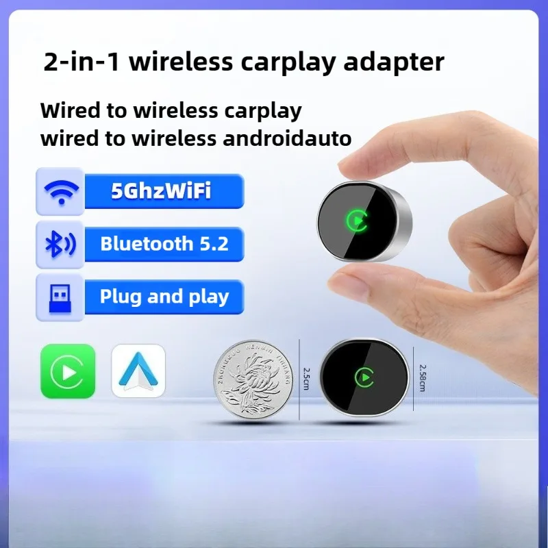 

For CarPlay Android Auto 2 in 1 Wireless Adapter Wired to Wireless Smart Car Multimedia Connectivity Box Universal Infotainment