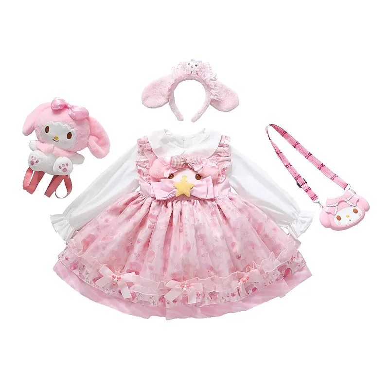 Kleid Mädchen Sanrio Charakter Periphere Melodie Cinnamoroll Kleid Anzug Halloween Kleid Kawaii Mädchen Geschenk Kostüme