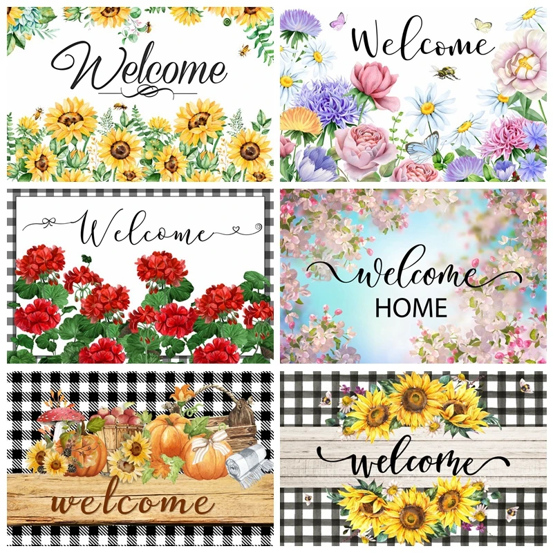 Elegant Flower Welcome Home Backdrop  Military Homecoming Returning Party Decor Background Portrait Photographic Props Photocall