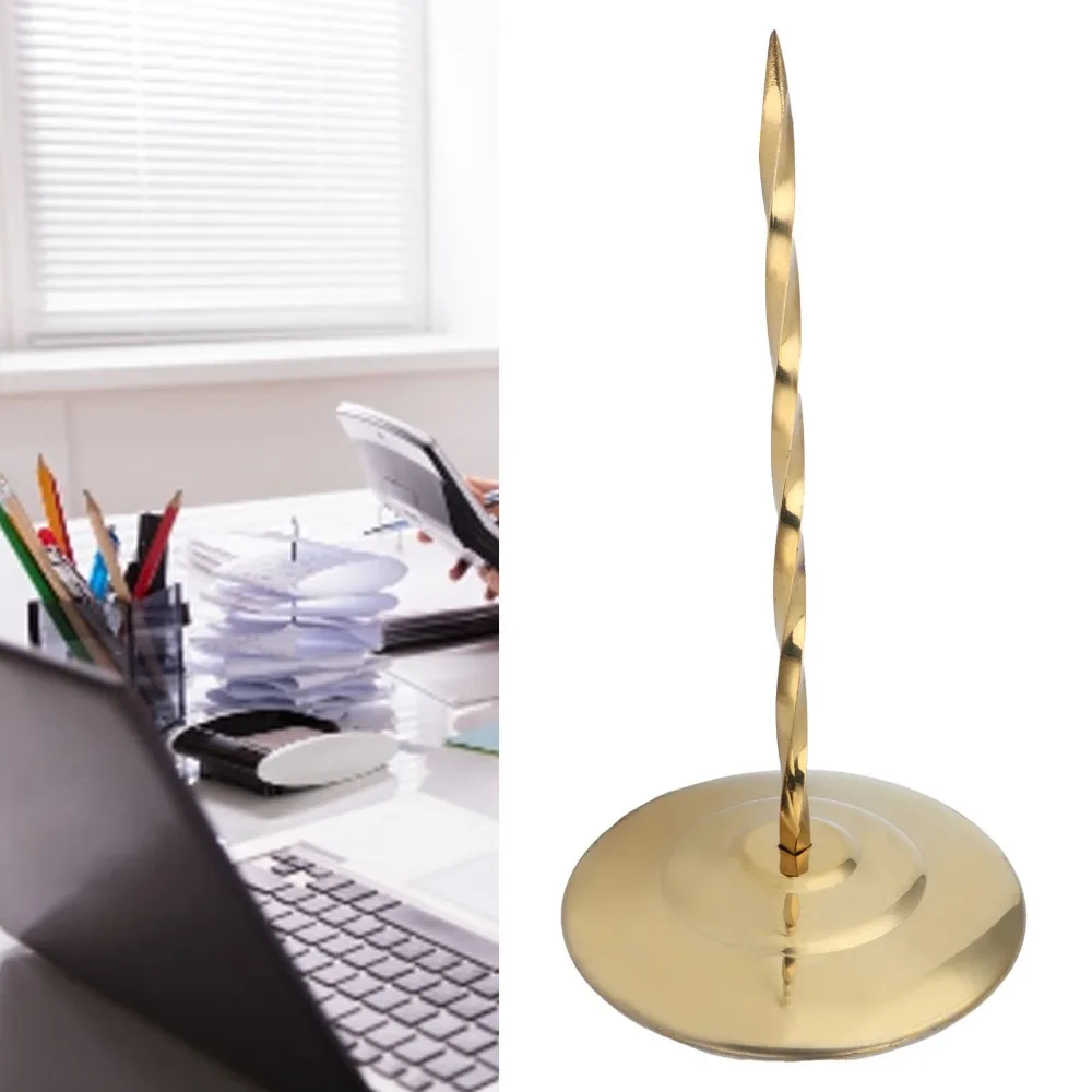 Stainless Steel Receipt Spike Holder Golden Silver Non-Slip Base Bill Holder Spike Safe Design Screw Rod Ticket Stabber view 3