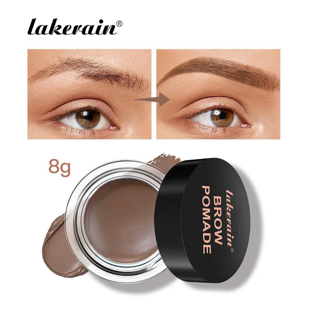 Lakerain pommade à sourcils imperméable à l'eau résistant à la sueur longue durée coloration naturelle Application douce pommade à sourcils à séchage rapide avec brosse