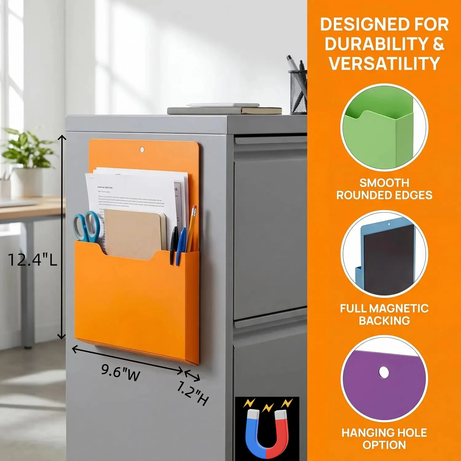 Support mural magnétique pour dossiers, fournitures de bureau, porte-documents magnétique puissant, porte-papiers, sans perçage, pour la maison, pour étudiants
