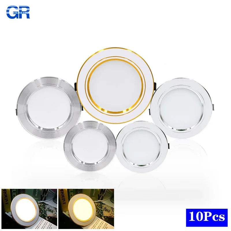 10Pcs LED Downlight 5W 7W 9W 12W 15W 18W Panel Down Lights Spotlight 220V Round Recessed Led Ceiling Lights Cold Warm White Lamp