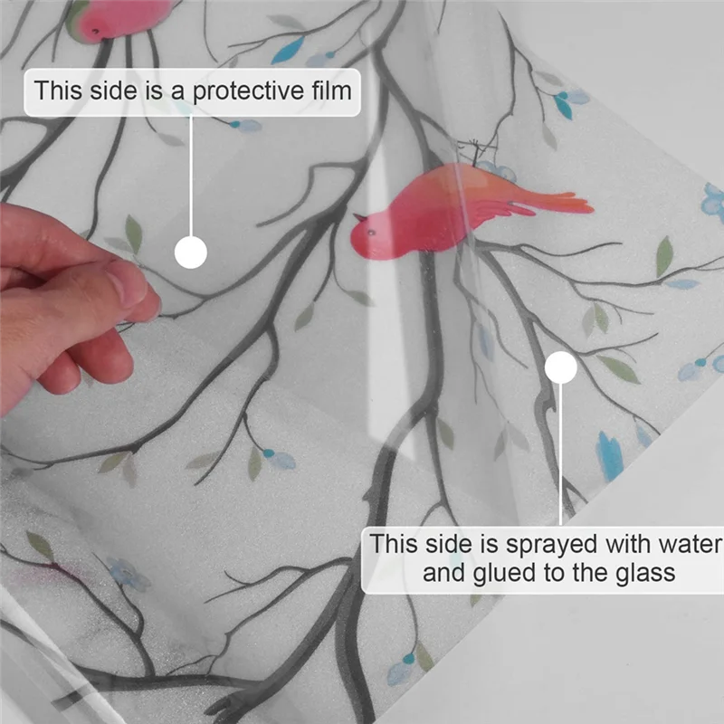 3D птица, матовая оконная пленка для конфиденциальности, витражная оконная пленка, неклейкая статическая липкая стеклянная пленка, декоративная 60 см, простая установка