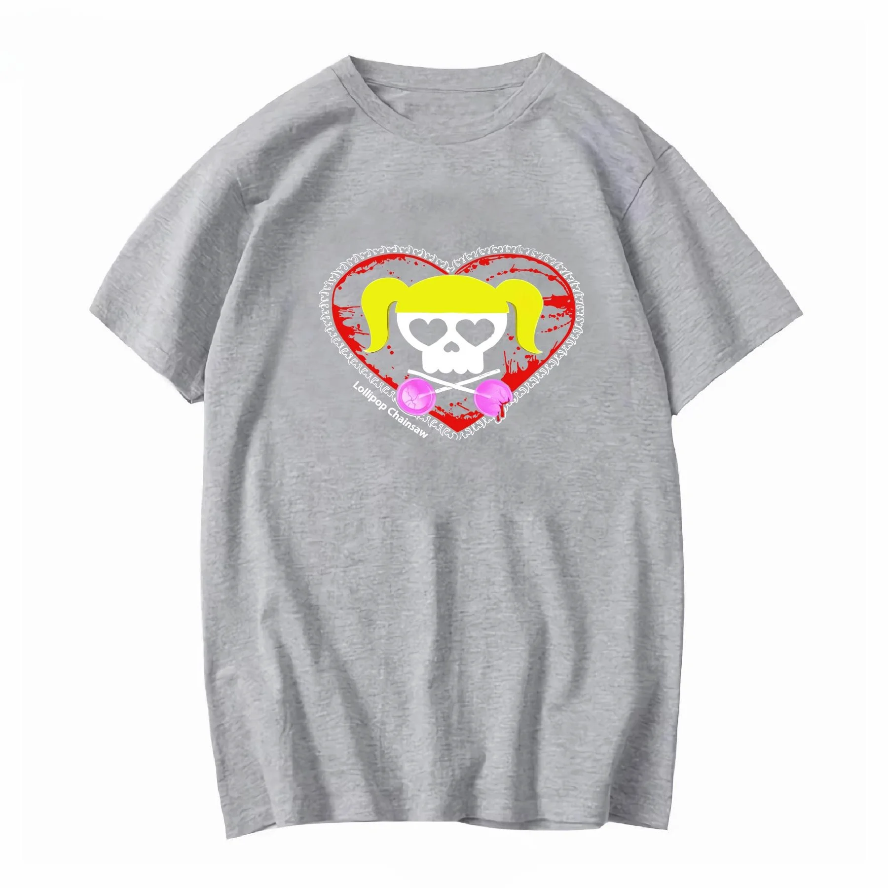 Lollipop Chainsaw Juliet Starling Grafik-T-Shirt Retro-Spiel-Print Herren Damen Casual Kurzarm Unisex Streetwear T-Shirts Tops – Detail 5