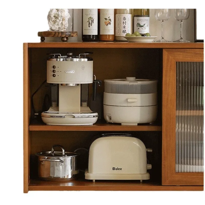 

Solid wood dining side cabinet, retro wall integrated high cabinet, Nordic Japanese medieval, kitchen storage