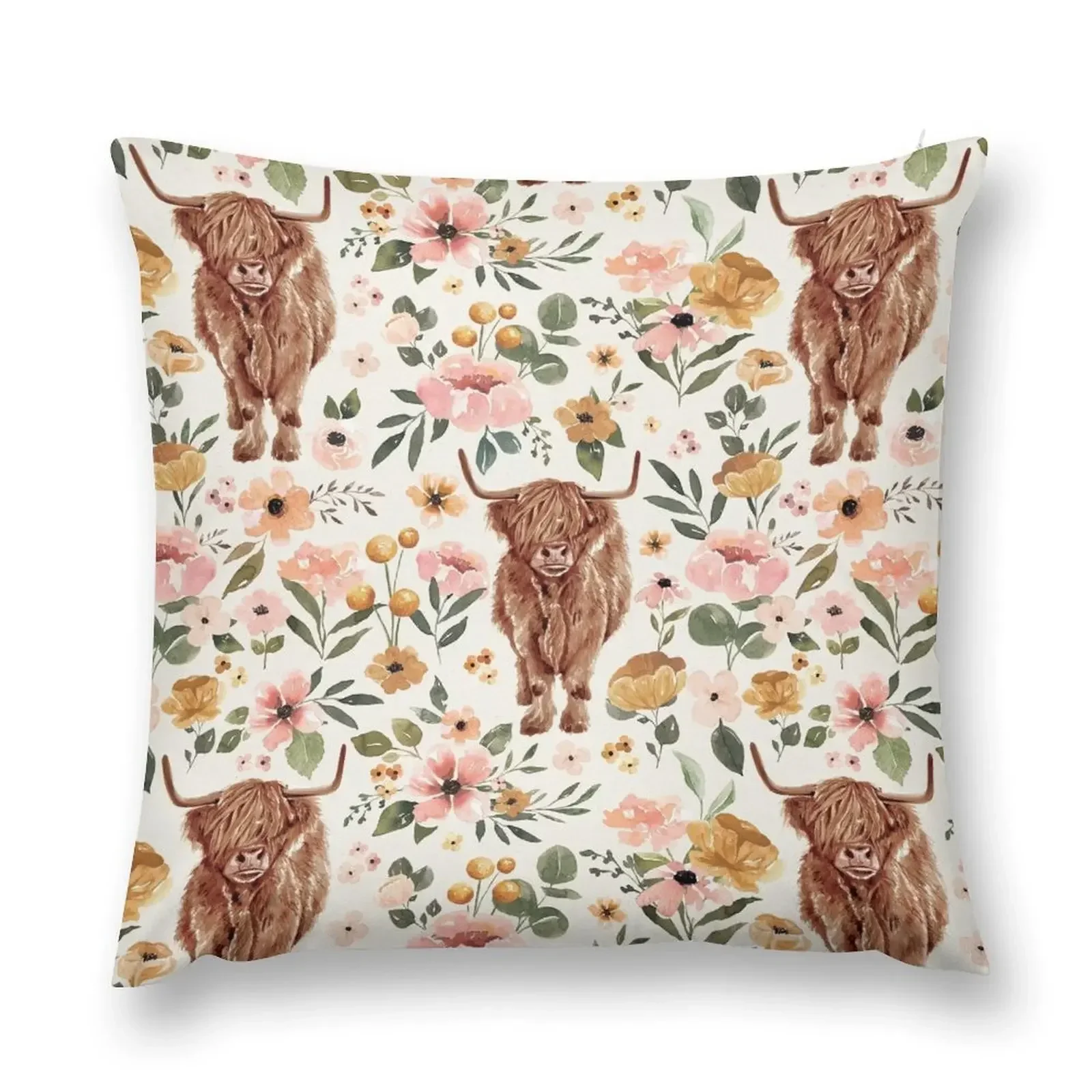 

Highland Cow Boho Floral Throw Pillow christmas decorations for home 2025 Christmas Pillow Sofa Covers For Living Room pillow