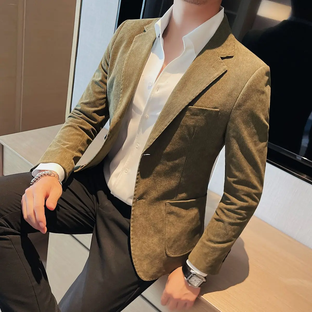 

Corduroy Suit Jaet Men's Autumn 2025 New Korean Version Slimming Casual Busin Anti-Wrinkle West Coat Upper Apparel