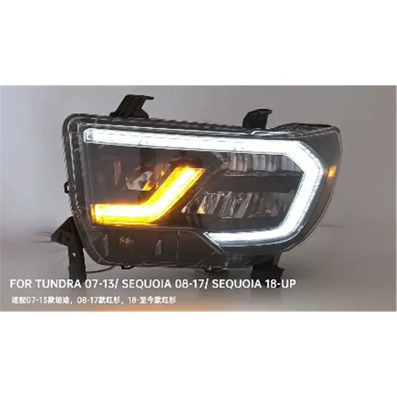 Car Head Lamp LED DRL Daytime Running Light Streamer Turn Signal For Toyota TUNDRA 07-13/SEQUOIA 08-17 Fit Left Hand Drive