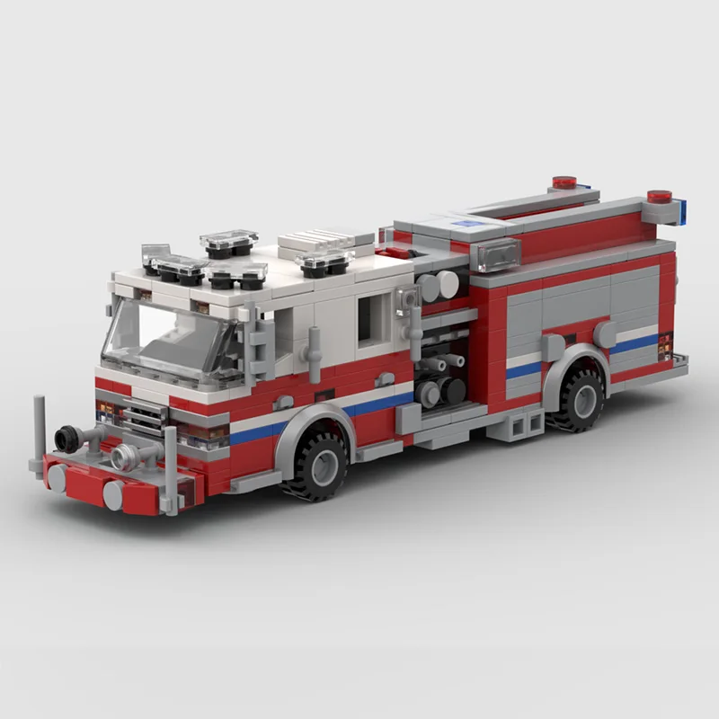 QWERT Urban Rescue Vehicles Model MOC Building Bricks Fire Engine Modular Technology Gifts Holiday Assemble Children Toys Suit