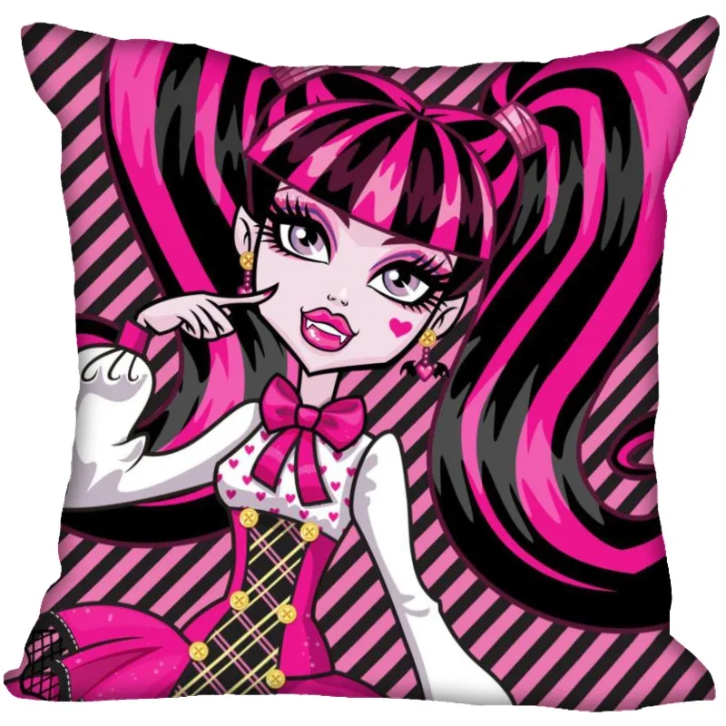 Anime Monster High Pillow Cover Bedroom Home Decorative Pillowcase Square Zipper Pillow Cases Satin Soft No Fade