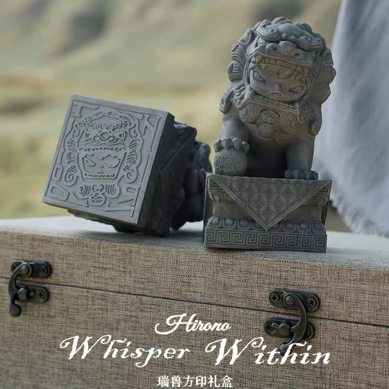 POP MART Hirono Auspicious Beast Square Seal Gift Box Sealed Chinese Stone Lion Art Toy Collectible New Year Present Decoration