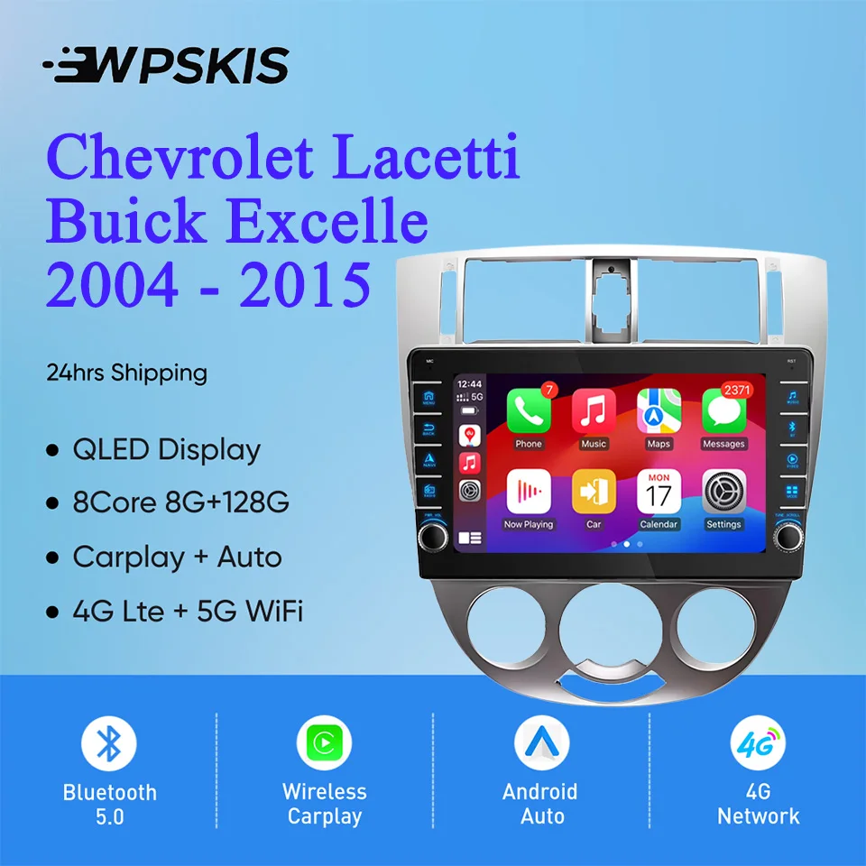 Radio con GPS para coche, reproductor de vídeo con 8GB de Ram, 128GB, a/v, música, DVD, Navi, para Lacetti Chevrolet, Buick Excelle Hrv 2004-2013, Carplay