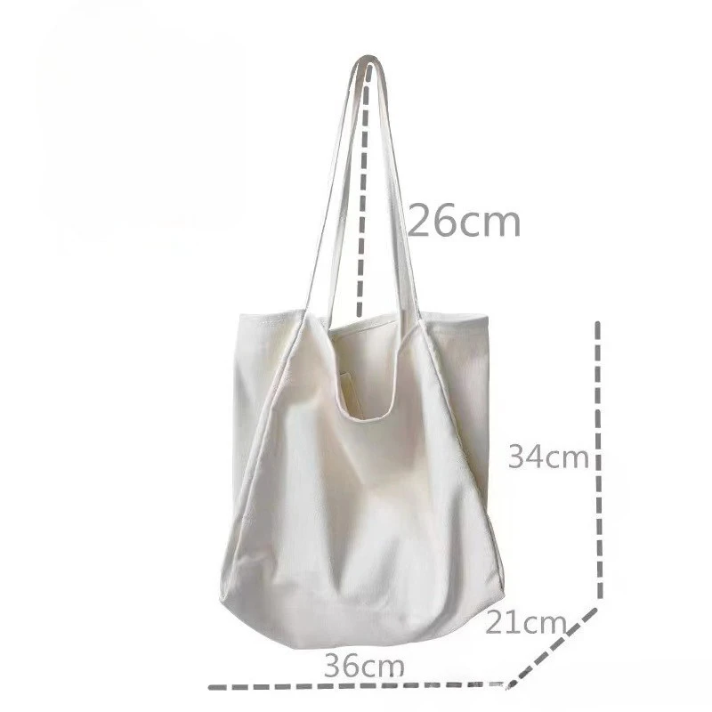 Ins Large Capacity Canvas Tote Bag Commuting Shopping Bag Fabric Bag Solid Color Tote Bag Lazy Style image 4