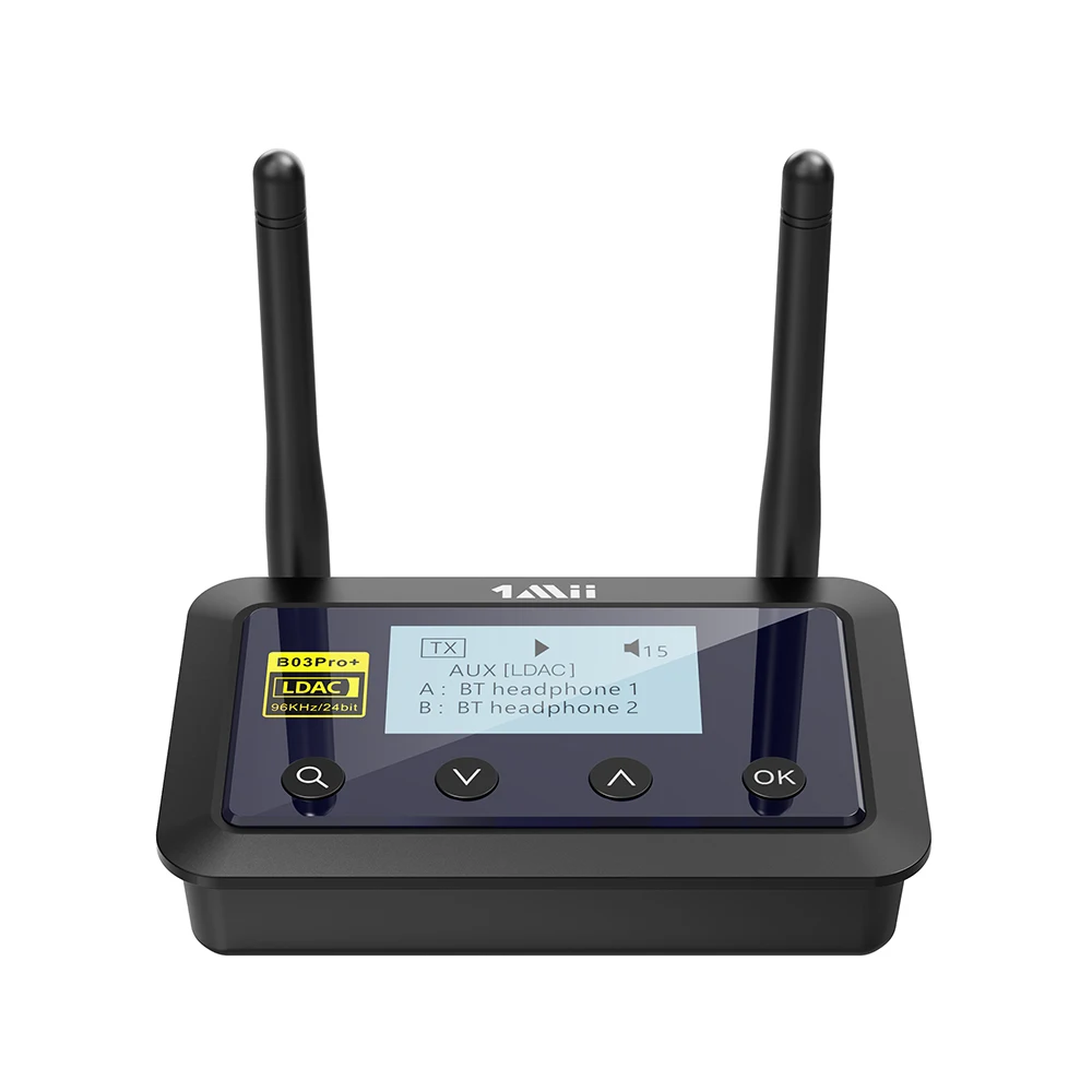 

1Mii B03Pro+ Wireless Audio Transmitter and Receiver CSR8675 Bluetooth 5.0 Stereo Audio Adapter with aptX-LL/HD & LDAC for TV