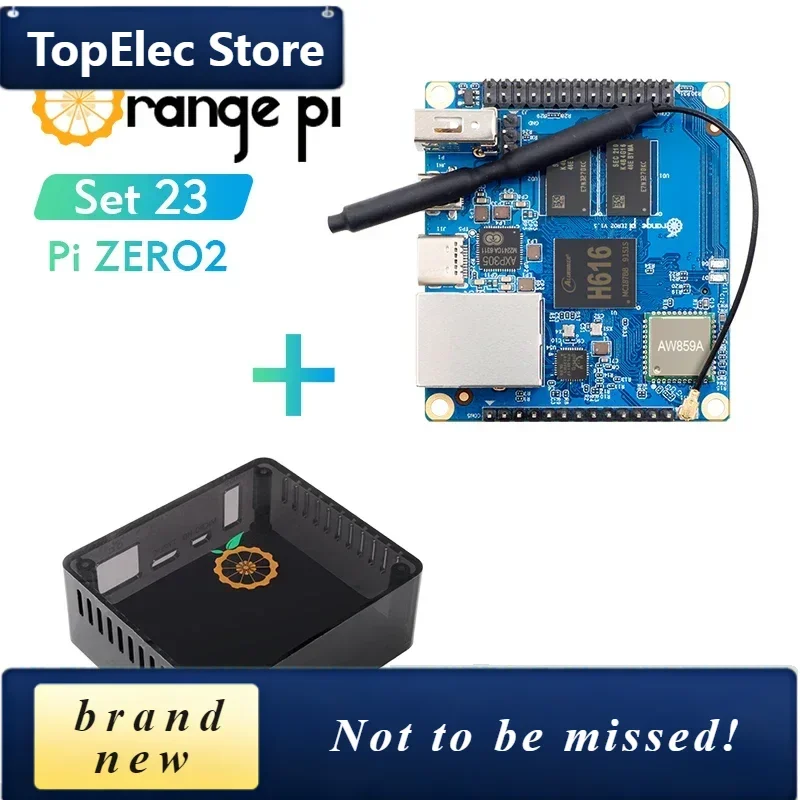 TopElec Orange Pi Zero 2 1GB+Black Case Allwinner H616 Chip Support BT Wifi ,Run Android 10,Ubuntu,Debian OS Single Board