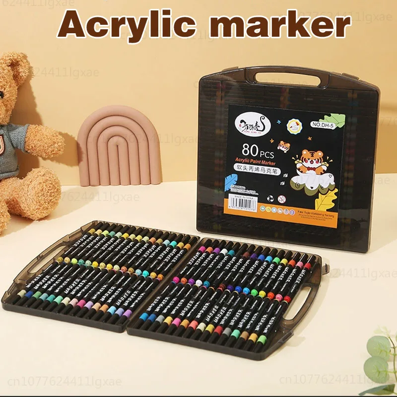

12/24/36/48/60/80 цветов, акриловые маркеры для рисования, водонепроницаемые, для рисования на дереве, камне, для творчества своими руками, подарок студенту, художественные принадлежности, школьные принадлежности