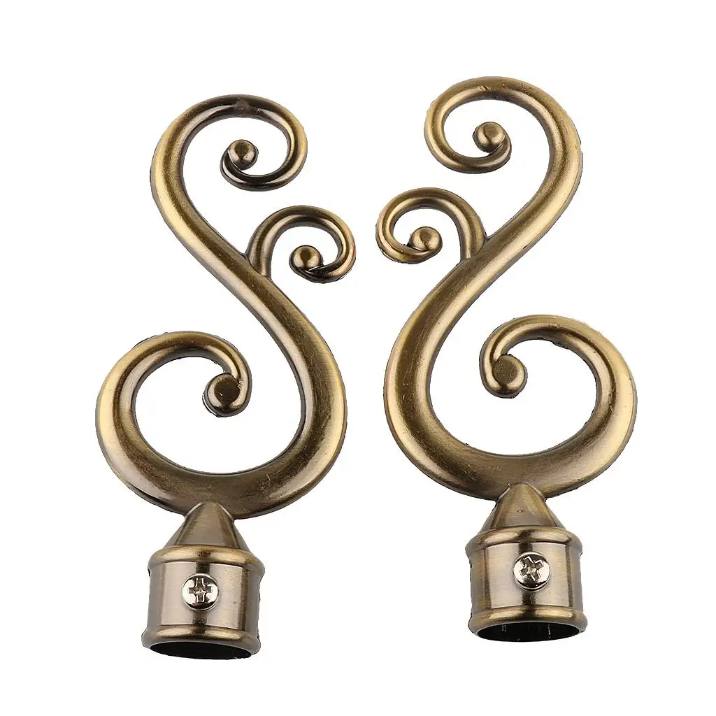 Royal Style Curtain Rod End Metal Pole Finials for Window Drapes Sturdy Bar Accessories 22mm