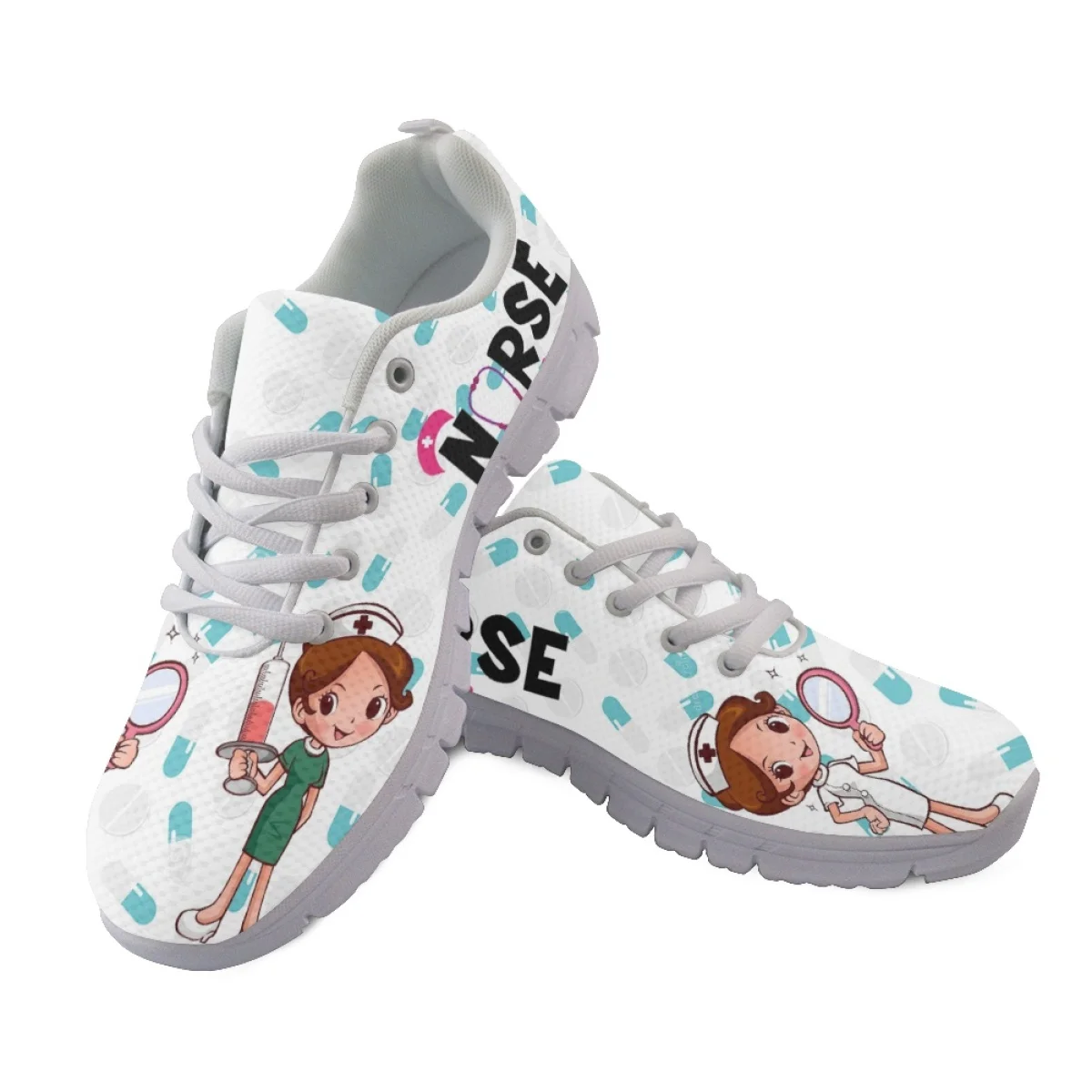 Belidome Cute Cartoon Medical Nurse Shoes for Women Casual Walking Breathable Nurse Sneaker Running Footwear Zapatilla Enfermera