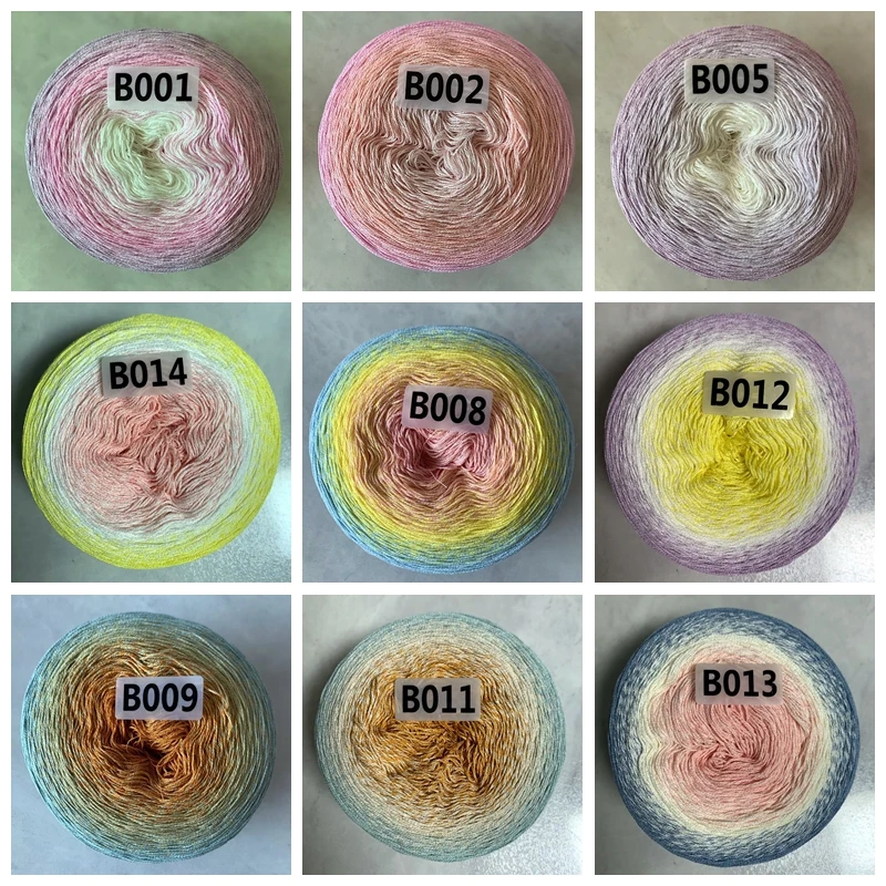 

300G/Ball Cotton Linen Gradient Cake Yarn 8# Lace Macaron Series Jelly Line 4 Strands Long Section Dyed Crochet Shawl TJ20263