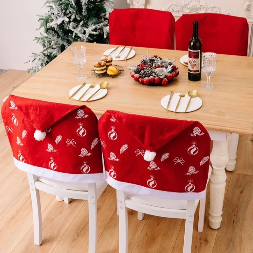 Simple Cartoon Christmas Chair Cover Cloth Santa Claus Xmas Dinner Chair Seat Cover Cute Snowman Christmas Table Decor Festive