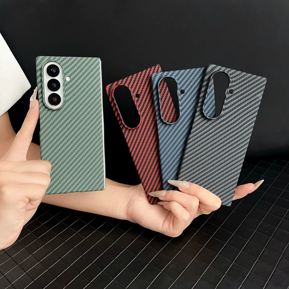 

Flip Carbon Fiber Style for Magsafe Case for Samsung Galaxy Z Fold 7 6 5 4 3 Fold7 Fold6 Kevlar Pattern Magnetic Cover YYC003