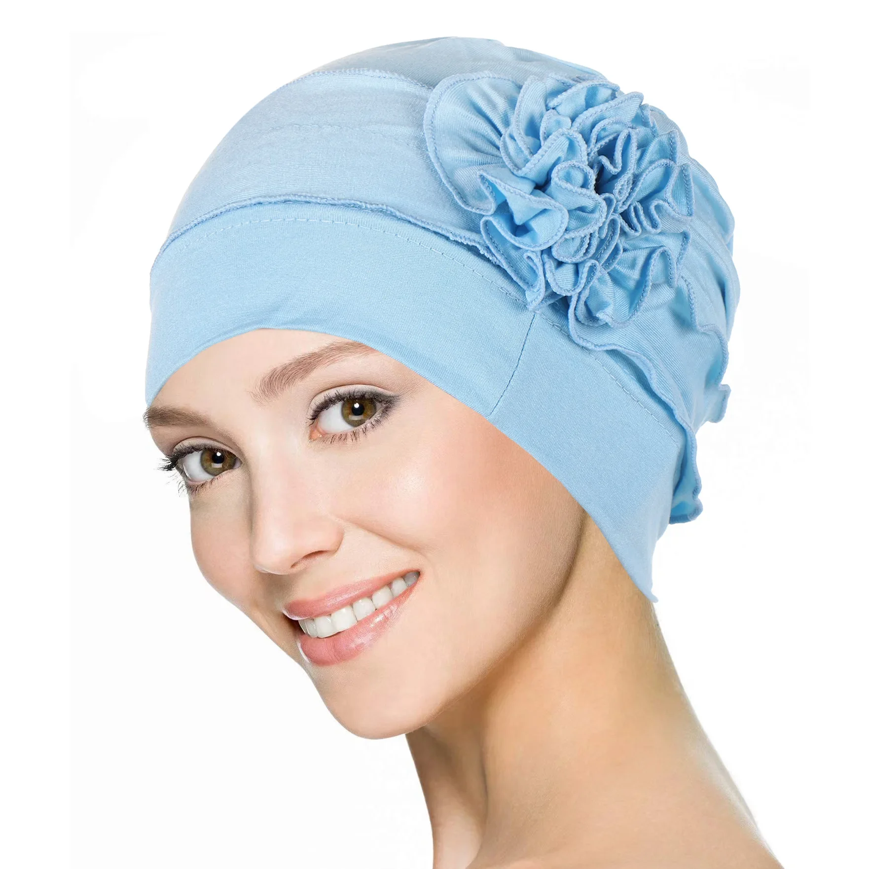 Indian Women Flower Hijab Hat Turban Cancer Chemo Cap Stretch Beanies Bonnet Bandana Hair Loss Head Cover Muslim Wrap Headscarf