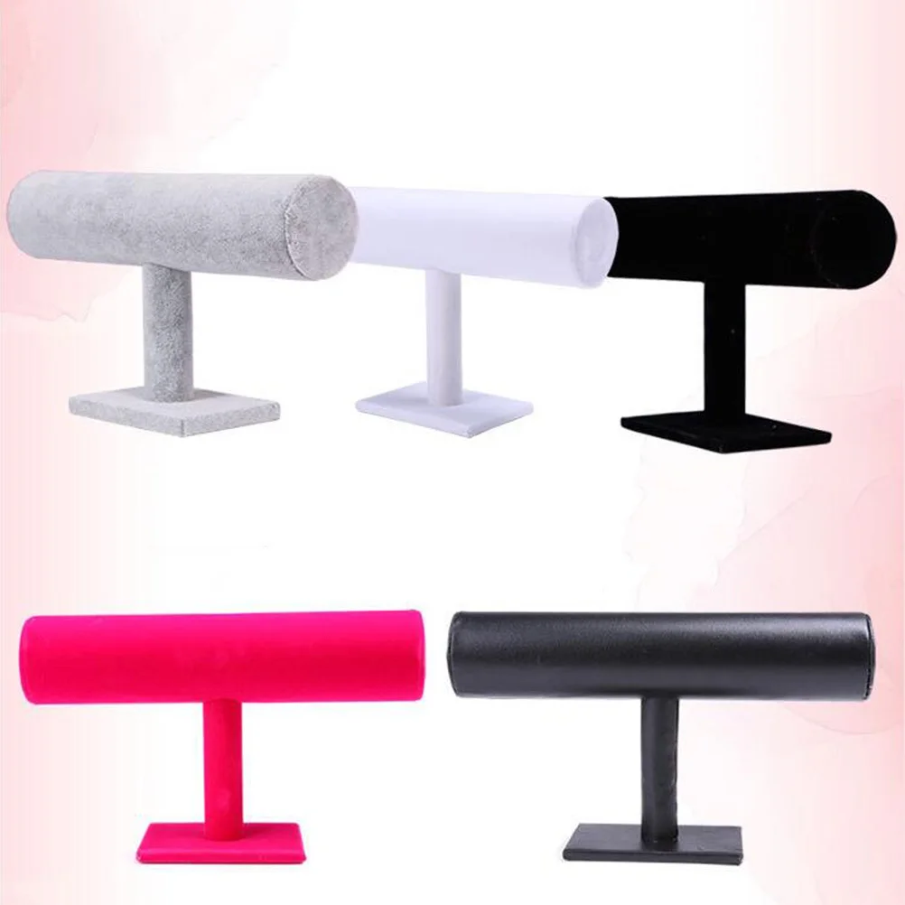 Premium PU Bracelet Display Rack T-Shaped Bangle Holder Stand Jewelry Organizer Black Durable Storage Bracelet Holder