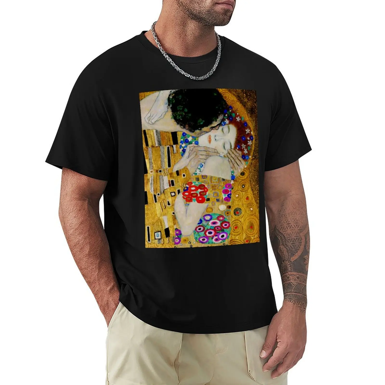 

The Kiss by Gustav Klimt Liebespaar - The Lovers T-Shirt plus size tops oversized t shirt Short sleeve tee men