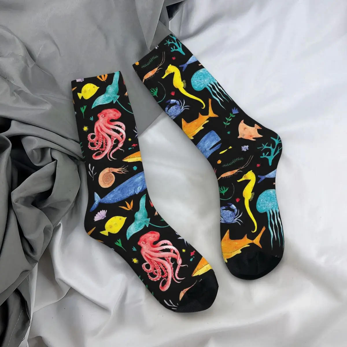 

All Seasons Crew Stockings Happy Ocean Undersea World Socks Casual Long Socks Accessories for Men Women Birthday Present