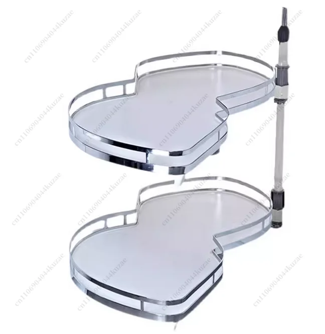 Cabinet Corner Basket Drawer Stainless Steel Double-Layer Whirl Pull-out Storage Organizer Kitchen Rack Removable Adjustable
