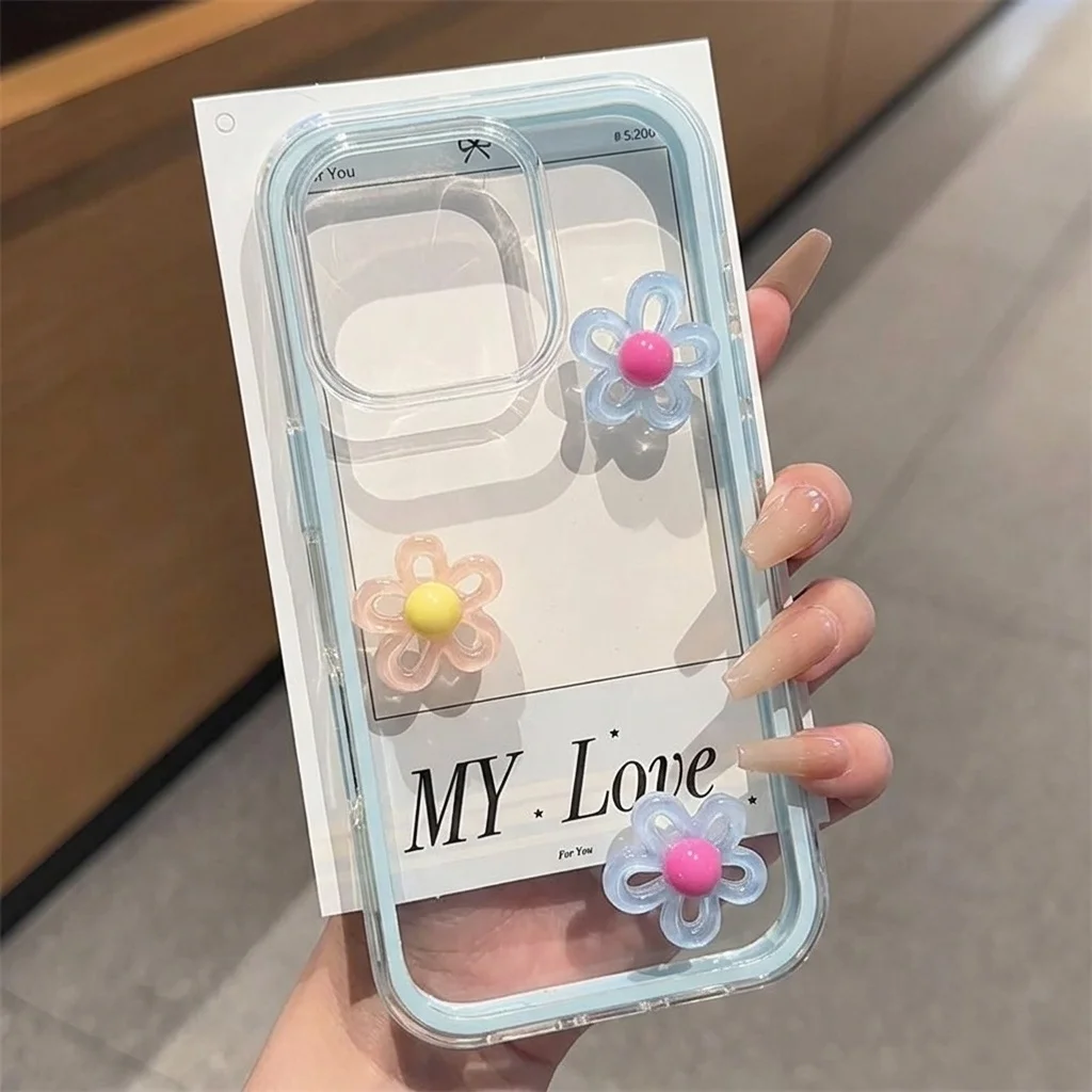 Blue 2 In 1 With 3D Diy Flower Phone Case For Samsung Galaxy S26 S25 S24 S23 Ultra A57 A55 A37 5G S25 S24 S23 Plus FE 5G Cover