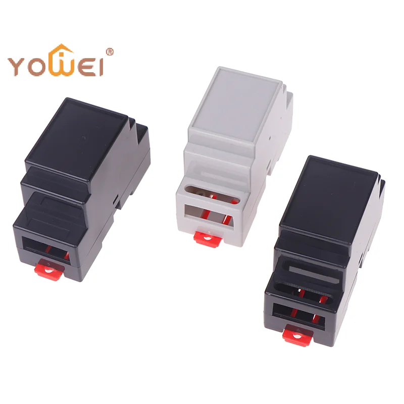 Latest DIN Rail PLC Junction Box Plastic Electronics Box Project Case 4Colors 88x37x59mm 35-Rail Mounting Instrument Housing