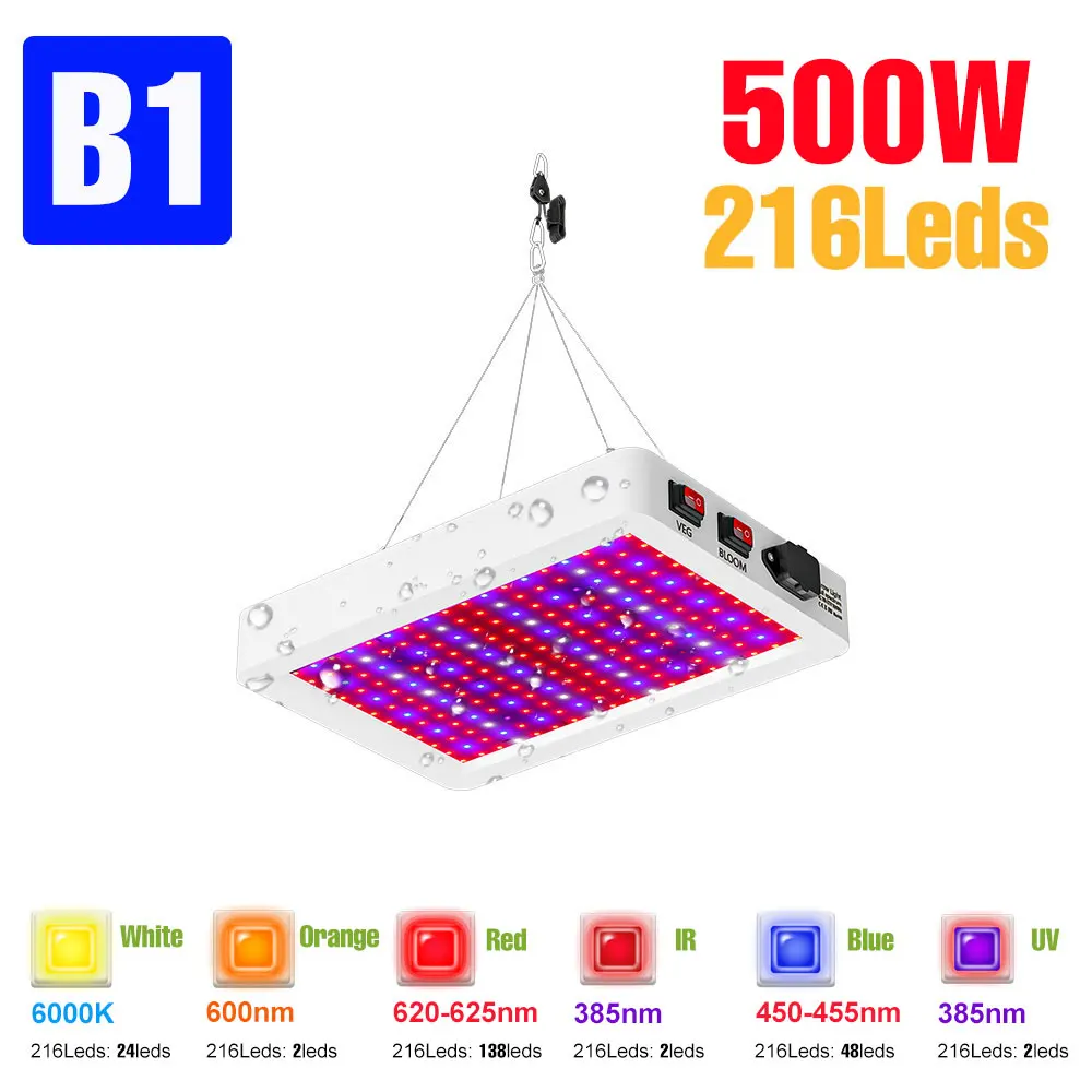 800W LED Plant Licht Groeien Volledige Spectrum Kas Tent Groente Ingemaakte Bloem Hydrocultuur Teelt Lamp IR UV Vullen verlichting