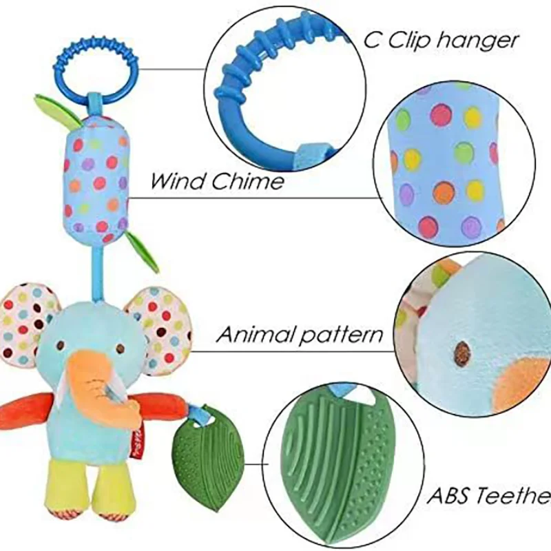 아기 동물 부드러운 침대 침대 걸이식 장난감, 원숭이 개 딸랑이 카시트 유모차, 트롤리 펜던트 인형, 치발기 어린이 장난감, 신생아 선물